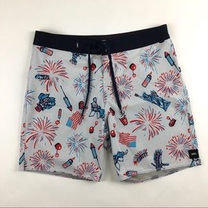 Vans Patriot 4th of July Boardshort Swim Trunks Size 32 Mens. Great Condition.